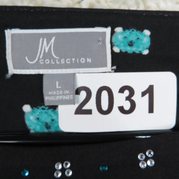 JM Collection* Women's Long Sleeve Boat Neck Straight Hem BOHO Blouse~Size Large - Picture 3 of 10